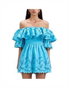 Короткое платье с короткими рукавами Женщины Небесно-голубой Self-portrait