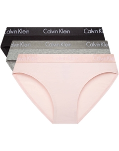 Женские Трусы 3 Штуки, Q7Z-Космический Черный/Светло-Серый/Нежно-Розовый Calvin klein