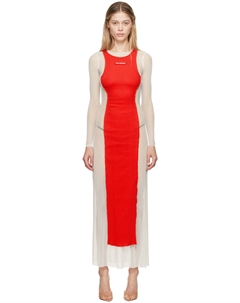 Бело-красное макси-платье «The Long Petit Grand» Jean paul gaultier