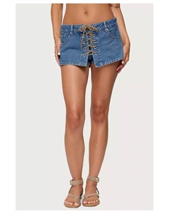 Женская джинсовая мини-юбка Olivera со шнуровкой, синий Edikted