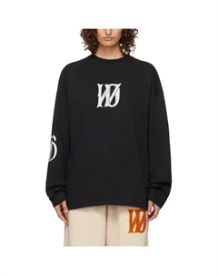 Футболка с принтом логотипа, черная We11done