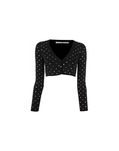 Кроп-кардиган с кристальным логотипом, белый Alexander wang