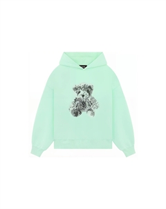 Толстовка из хлопка с капюшоном в виде мишки, зелёная We11done