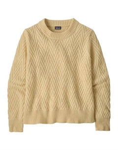 Женский свитер с круглым вырезом из переработанной шерсти - шерстяной свитер, Chevron Cable: Dark Natural Patagonia