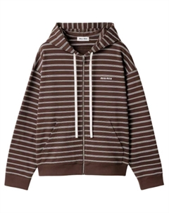 Толстовка с капюшоном на молнии, Dark Brown Miu miu