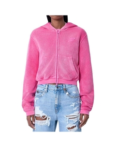 Толстовка с капюшоном на молнии и вышивкой в виде листьев, Pink Alexander wang