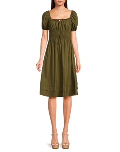 Хлопковое платье А-силуэта длиной до колена, оливковый Stellah