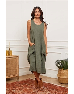 Длинное платье, оливковый La compagnie du lin