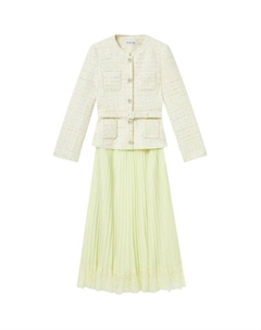 Длинное платье с длинными рукавами Женское Кремово-желтое Self-portrait