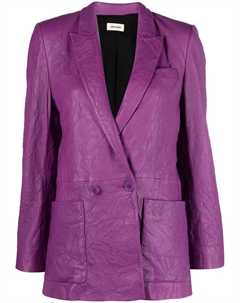 Кожаный блейзер Visco с жатым эффектом, фиолетовый Zadig&voltaire