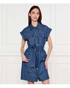 Джинсовое платье с поясом, синий Liu jo