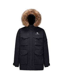 Однотонный утепленный ветрозащитный водоотталкивающий парка с отстегивающимся воротником, рабочая одежда, пуховая куртка с множеством карманов, унисекс, овсяно-серый/фантомно-черный Camel