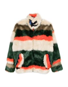 Полосатая шуба из искусственного меха, нейтральный Quetsche