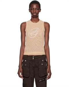 Бежевый топ с монограммой B и стразами Blumarine