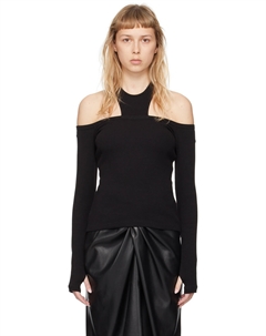 Черная футболка с длинным рукавом и вырезом Msgm