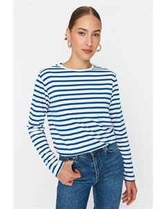 Рубашка с длинным рукавом, синий/белый Trendyol