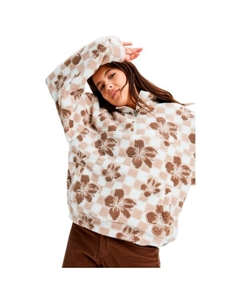 Женский флисовый пуловер с надписью «Jive Talking Bonded», Egret Hibi Square Roxy