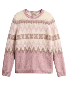 Свитер с жаккардовым узором и круглым вырезом, цвет коньячный бренди Woolrich