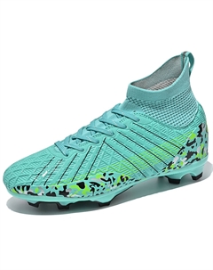 Унисекс футбольные бутсы высокие бело-аква-черные аква, цвет Aqua Kuding