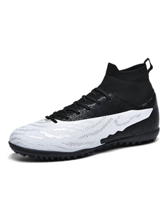 Унисекс футбольные бутсы высокие черно-белые с черно-белым искусственным покрытием, цвет Black and White Turf Kuding