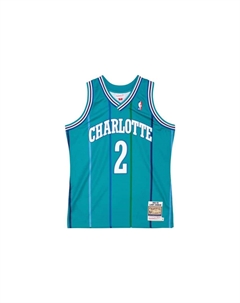 Аутентичная выездная футболка Mitchell & Ness 'NBA Charlotte Hornets 92 Larry Johnson', сине-зеленая Mitchell ness