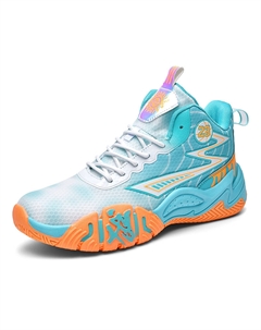 Мид-топ баскетбольные кроссовки унисекс бело-зелено-оранжевые, цвет White Green Orange Tonybear