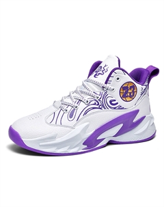 Мид-топ баскетбольные кроссовки унисекс бело-фиолетовые, цвет White Purple Tonybear