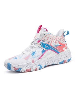 Износостойкие нескользящие баскетбольные кроссовки унисекс бело-розовые, цвет White Pink Tonybear