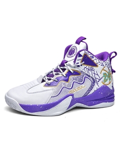 Мид-топ баскетбольные кроссовки унисекс бело-фиолетовые, цвет White Purple Tonybear