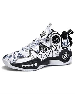 Мид-топ баскетбольные кроссовки унисекс бело-черные, цвет White Black Tonybear