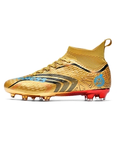 Футбольные бутсы FG с длинными шипами для натурального покрытия противоскользящие износостойкие унисекс золотые, цвет Gold Double dice