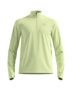 Термофутболка среднего слоя с застежкой-молнией на 1/2 дюйма для бега, Shadow Lime Odlo