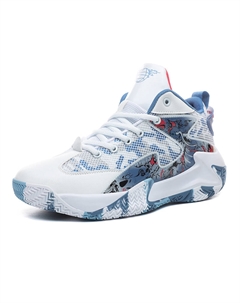 Дышащие баскетбольные кроссовки мид-топ унисекс бело-голубые, цвет White Blue Tonybear