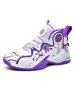 Баскетбольные кроссовки унисекс мидтоп утепленные бело-фиолетовые, цвет White Purple Tonybear