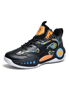 Мид-топ баскетбольные кроссовки унисекс черно-оранжевые, цвет Black Orange Tonybear