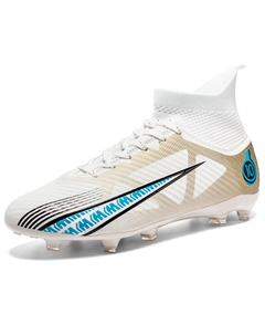 Скользоустойчивые футбольные бутсы унисекс бело-золотые с длинными шипами, цвет White Gold Long Studs Tonybear