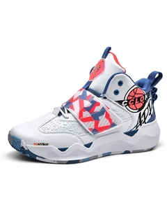 Скользоустойчивые баскетбольные кроссовки мужские высокие бело-голубые, цвет White Blue Tonybear