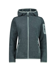 Женская куртка с фиксированным капюшоном, жаккардовая трикотажная полоска - флисовая куртка, зеленый Cmp