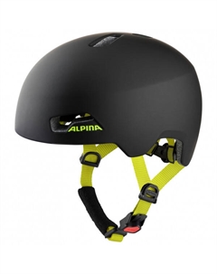 Детский велосипедный шлем, черный/желтый неон Alpina
