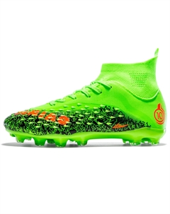 Футбольные бутсы унисекс мид-топ бело-черно-зелено-аква-зеленые с длинными шипами, цвет Green Long Stud Kuding