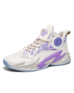 Миди баскетбольные кроссовки унисекс бежево-фиолетовые, цвет Beige Purple Tonybear