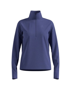 Женская термофутболка среднего слоя с застежкой-молнией на 1/2 дюйма, синий Odlo