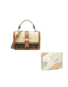 Женская сумка через плечо среднего размера из ПВХ в теплом бежевом абрикосовом и кофейном цвете, Warm Beige & Apricot & Coffee 15 mins