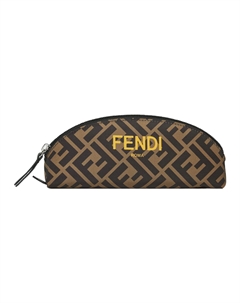 Кожаный пенал для ручек клатч детский бежевый коричневый Fendi