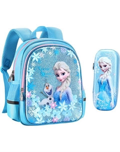 Сумка рюкзак большой вместимости из полиэстера серии Frozen для детей голубой розовый, [Set]Backpack+Pen Pouch Disney