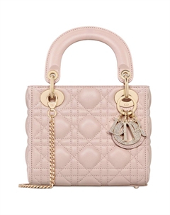 Женская розовая миниатюрная сумка из овчины Dior