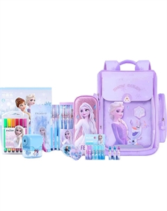 Полиэстеровый вместительный рюкзак для школьников с молнией, Purple+Study Stationery Disney