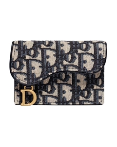 Кожаный картхолдер женский джинсовый синий Dior