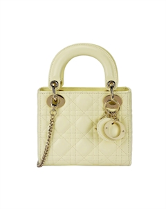 Женская сумка из овчины через плечо кроссбоди миниатюрная желтая Dior