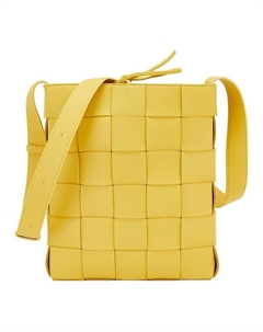 Сумка-мессенджер из овчины через плечо большая женская желтая Bottega veneta
